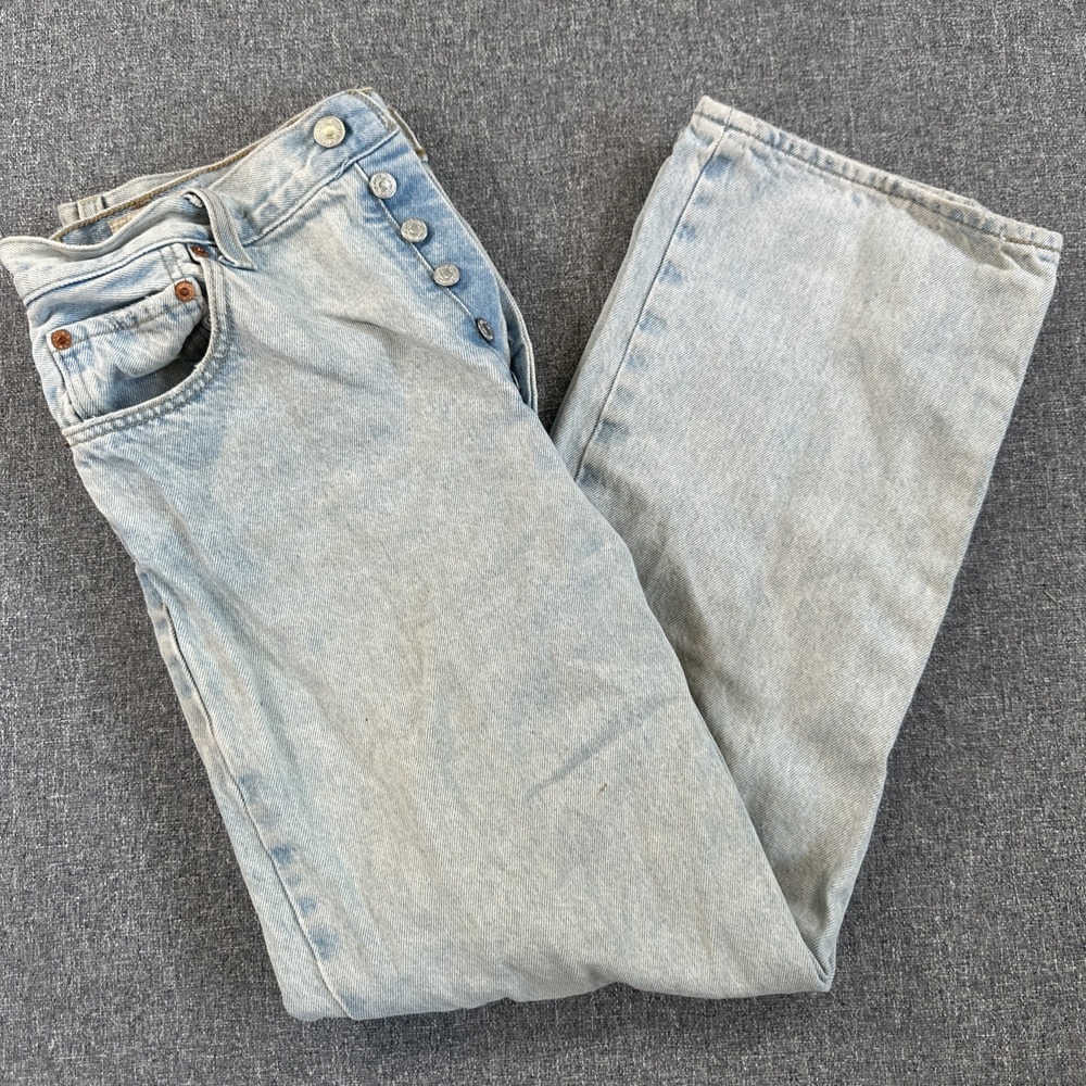 Levi's 501 Button Fly Jeans Mens 31x27 Light Wash Straight Leg Denim Pants